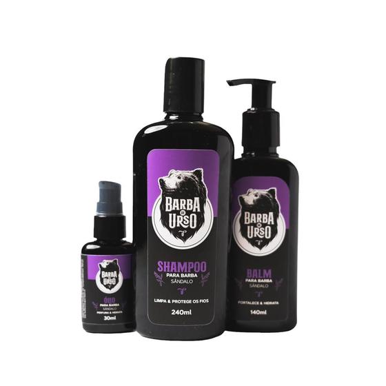 Imagem de KIT Shampoo + Óleo + Balm Hidratante para Barba de SÂNDALO
