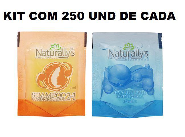 Imagem de Kit Shampoo Para Hotel Banho Espuma Sache 30 Naturallys- 250 cada