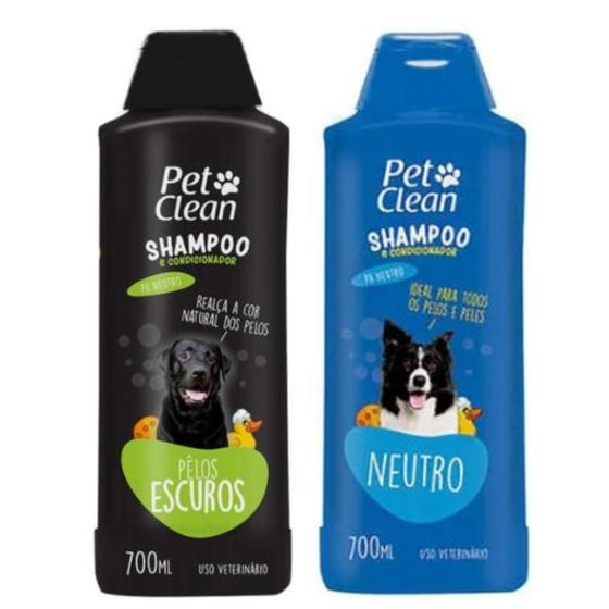 Imagem de Kit Shampoo Pelos Escuros + Shampoo Neutro Pet Clean