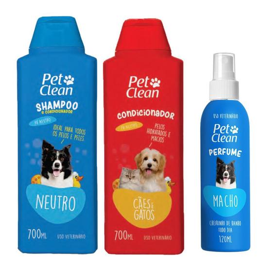 Imagem de KIT Shampoo, Perfume e Condicionador Pet Clean Cães e Gatos