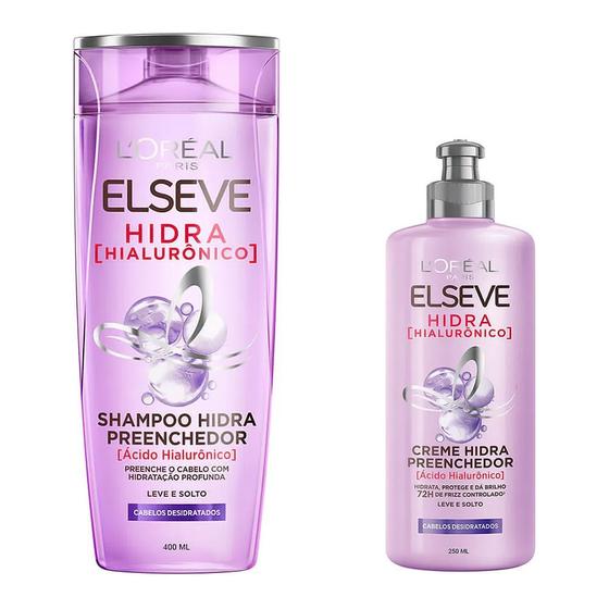 Imagem de Kit Shampoo Preenchedor 400ml e Creme de Pentear Preenchedor 250ml Elseve Hidra Hialurônico