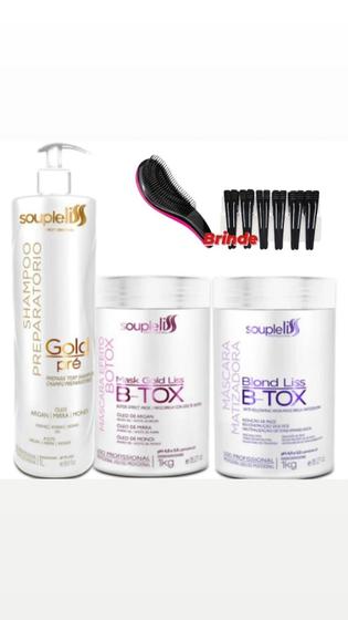 Imagem de Kit shampoo preparatório gold pré 01 lt + b-tox blond liss 01 kg + b-tox mask 01 kg