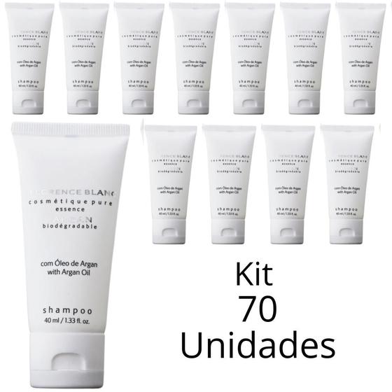 Imagem de Kit Shampoo Realgems Linha Florence Blanc Argan Em Bisnaga De 40ml Para Hotel e Pousada