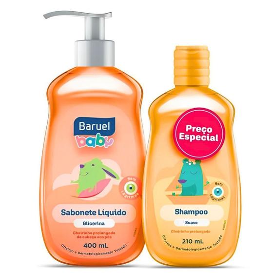 Imagem de Kit Shampoo Suave 210 ml + Sabonete Líquido 400Ml Baruel Baby