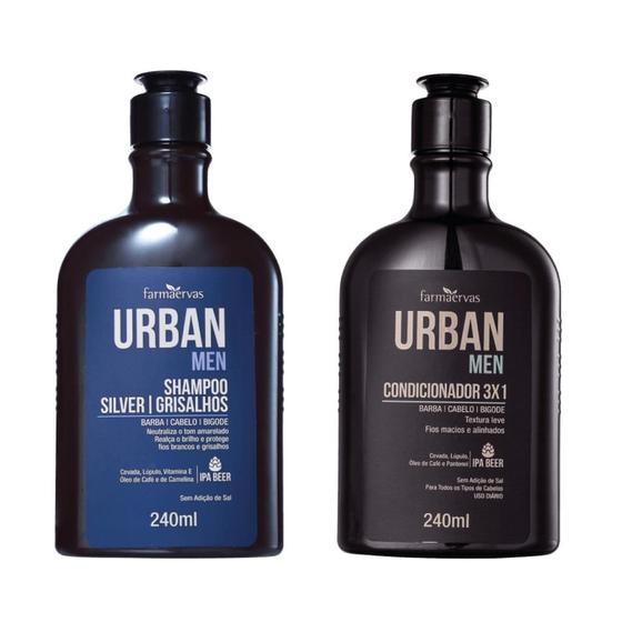 Kit Shampoo Urban Men e Condicionador 3x1 Masculino Farmaervas 240ml ...