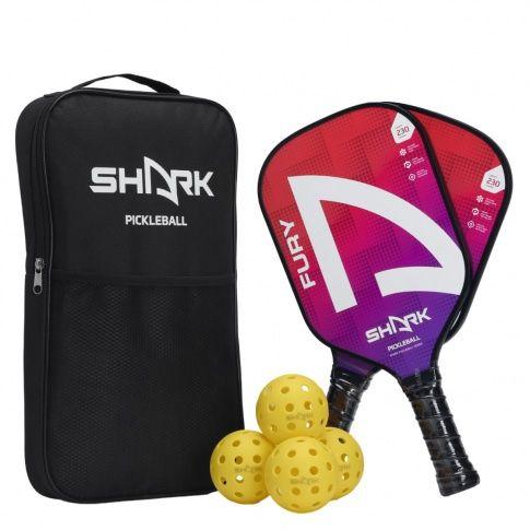 Imagem de Kit Shark com 2 Raquetes e 4 Bolas Pickleball