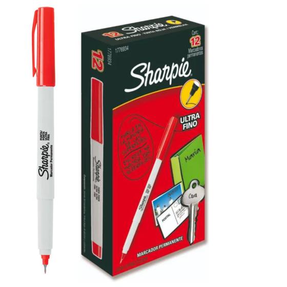 Imagem de Kit Sharpie 12 Canetas Marcador Permanente Ponta ULTRA Fina