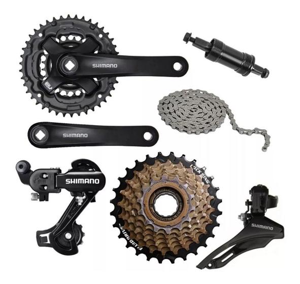 Imagem de Kit Shimano Tz 21v Câmbios + Pedivela + Catraca + Rapid Fir