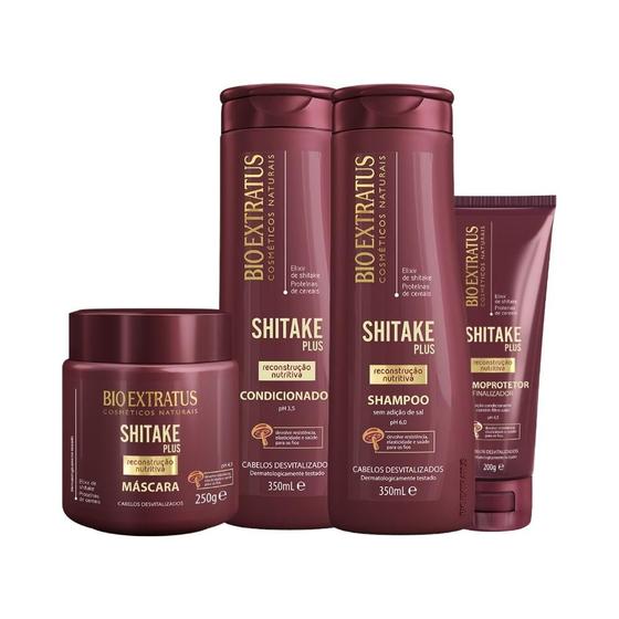 Imagem de Kit Shitake Plus Bio Extratus Shampoo + Condicionador 350ml + Máscara 250g + Finalizador