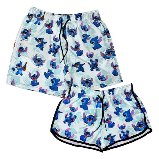 Kit Short Casal Stitch de Luxo Cominando Namorados mevistop Short Feminino Magazine Luiza