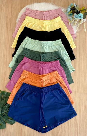 Imagem de kit short feminino 5 unidades dia a dia malha suede cores variadas