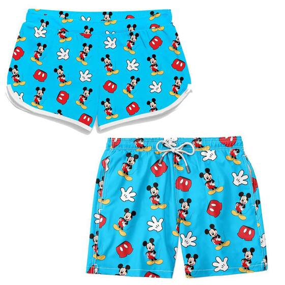 Kit Short Namorados Bermuda Com Etampa Verão Moda Praia TSM Tactel