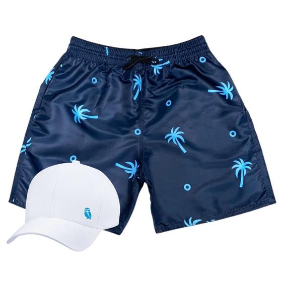 Imagem de Kit Short Tactel Moda Praia Masculino e Boné Aba Curva