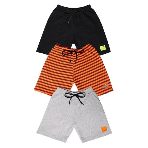 Imagem de Kit Shorts de Menino 3 Bermuda Moleton Junenil Infantil Masculino 4 6 8 10 12 14 Anos