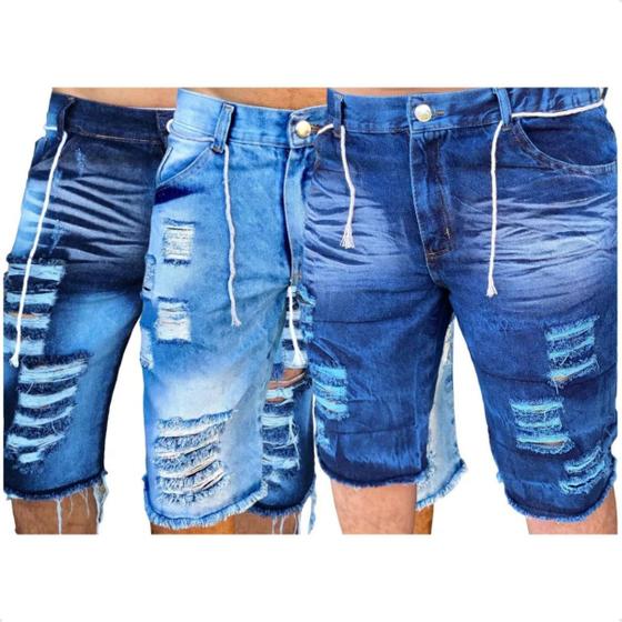Kit Shorts Jeans Bermudas Masculina 3 Peças Sarja Slim Menor preço em Kit Shorts Jeans Bermudas Masculina 3 Peças Sarja Slim