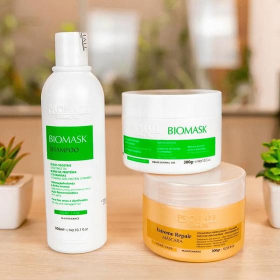 Imagem de Kit Shp/Máscara Biomask 300ml + Máscara Extreme Repair 300g Prohall