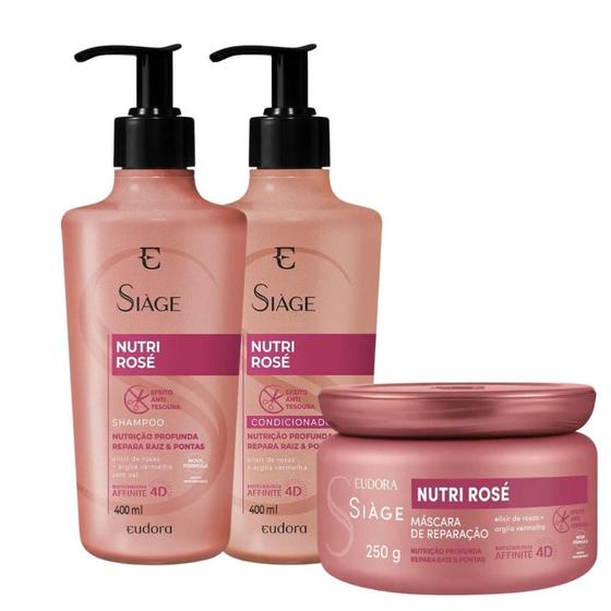 Imagem de Kit Siage Eudora Nutri Rose C/3