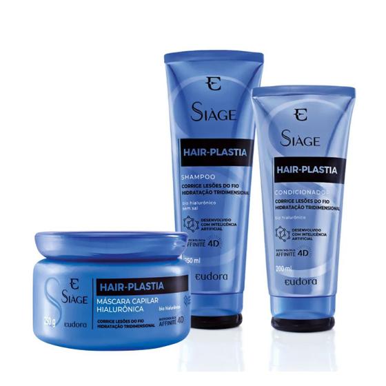 Imagem de Kit Siàge Hair Plastia Shampoo Condicionador Máscara Capilar Plástica dos Fios Esgotados Hidratação