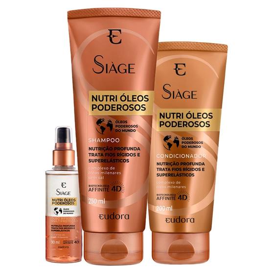 Imagem de Kit Siàge Nutri Óleos Poderosos Shampoo + Condicionador + Óleo Bifásico Capilar