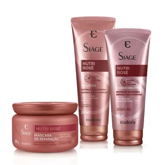 Imagem de Kit Siàge Nutri Rosé Shampoo, Condicionador E Máscara Eudora