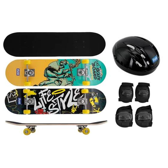 Imagem de Kit Skate Infantil Iniciante Criança Com Todos Acessórios