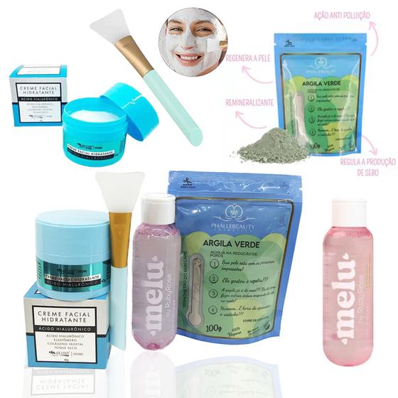 Imagem de Kit Skin Care Completo Cuidados Faciais Agua Micelar Melu Ruby Rose Creme Facial Argila Phallebeauty