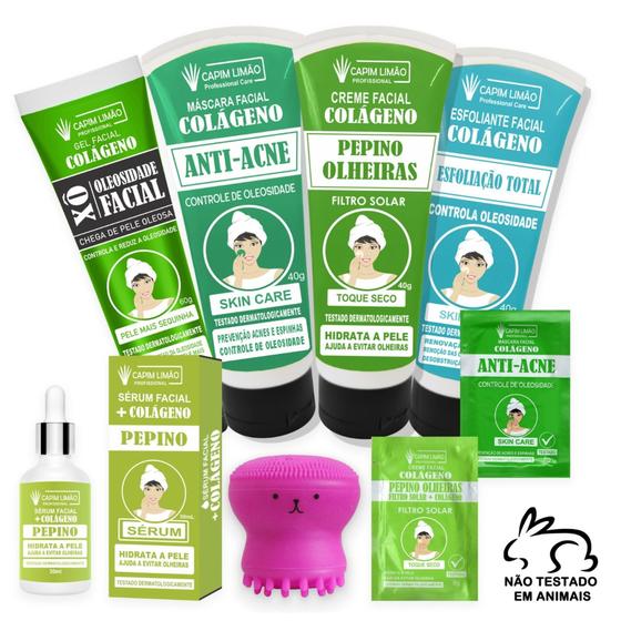 Kit Skin Care Pele Oleosa Dia A Dia Cuidados Facial Limpeza Capim