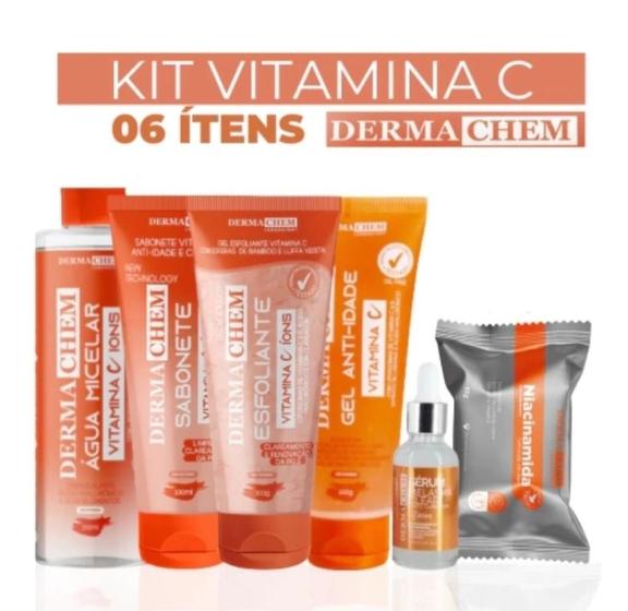 Imagem de Kit Skin Care Vitamina C Efeito Clareador 6 Ítens Dermachem