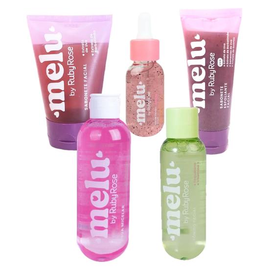 Imagem de Kit Skincare Melu by Ruby Rose Sabonete Esfoliante Uva com água Micelar Tônico e Sérum