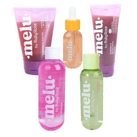 Imagem de Kit Skincare Melu by Ruby Rose Sabonete Esfoliante Uva com água Micelar Tônico e Sérum