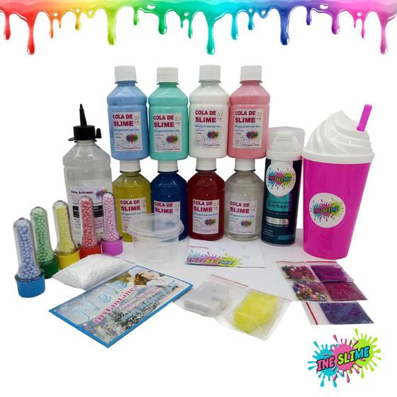 Imagem de Kit Slime Completo Colas Coloridas Cola Branca Cola Transparente Neve - Ine Slime