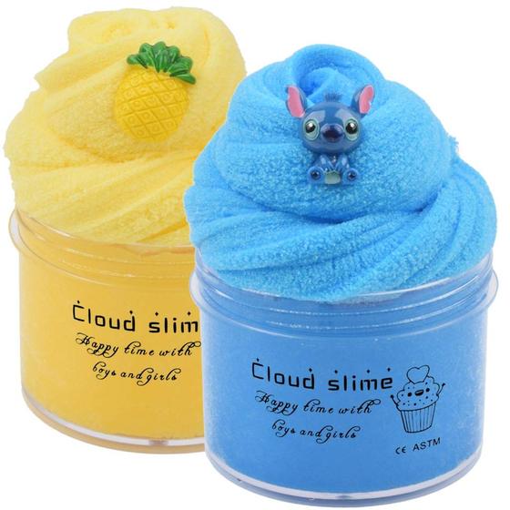 Imagem de Kit Slime HappyTimeSlime Cloud Azul Abacaxi - 2 Unidades de 240ml