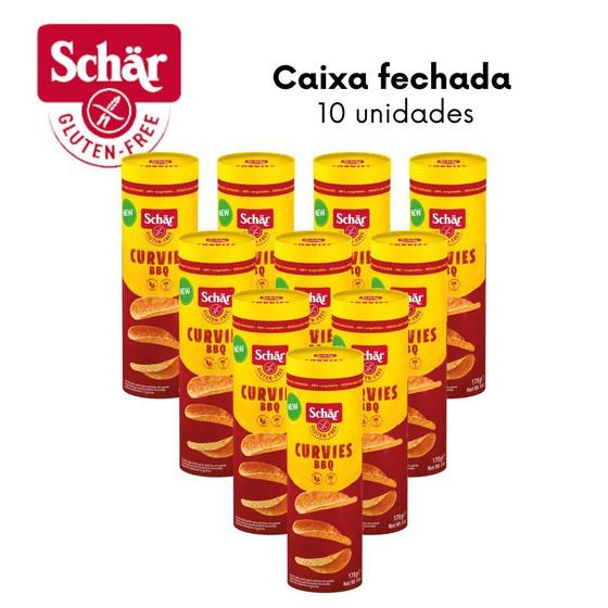 Imagem de KIT Snack de batata sabor barbecue Curvies Schar 170g - Caixa com 10 unidades