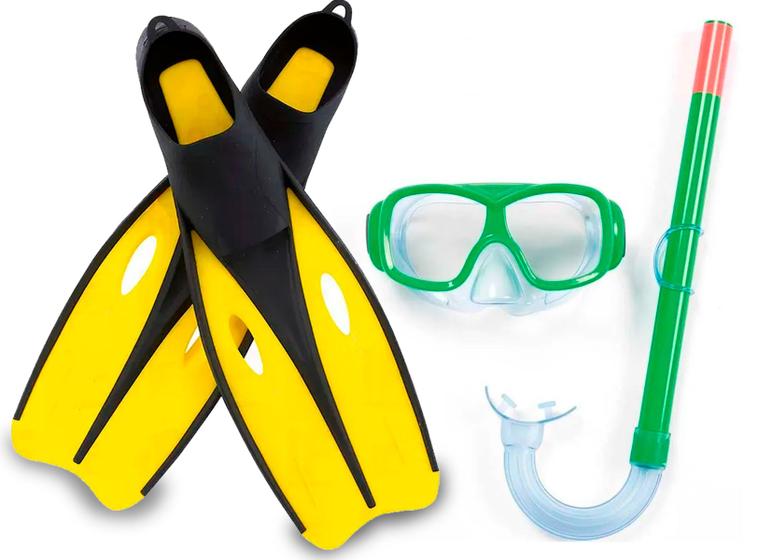 Kit Snorkel Respirador Infantil Com Nadadeira Pé De Pato - Nautika ...