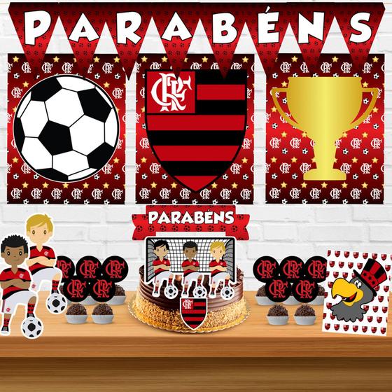 Imagem de Kit só um bolinho decoração Flamengo Aniversário festa em casa banner, topo bolo