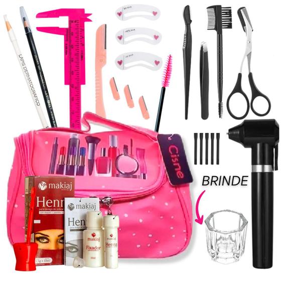 Imagem de Kit Sobrancelhas Completo Rena Profissional Kit Maleta Designer