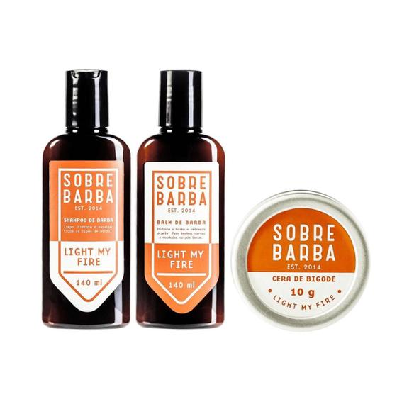 Imagem de Kit Sobrebarba Light My Fire Shampoo, Balm E Cera De Bigode