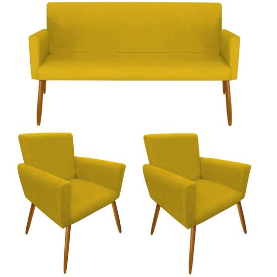 Kit Sofá 1 Namoradeira 2 Poltronas para recepção clinica 4 lugares para sala pequena resistente Menor preço em Kit Sofá 1 Namoradeira 2 Poltronas para recepção clinica 4 lugares para sala pequena resistente