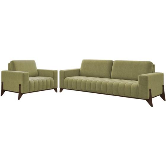 Imagem de Kit Sofa 189 cm E Poltrona Decorativa Veron Veludo SL 945 Moll