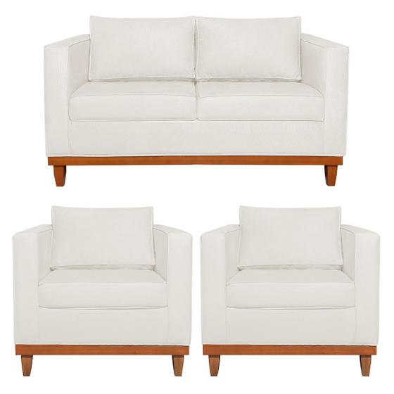 Imagem de Kit Sofa 3 Lugares e 2 Poltronas Europa 180 cm Bouclé - Amarena Móveis