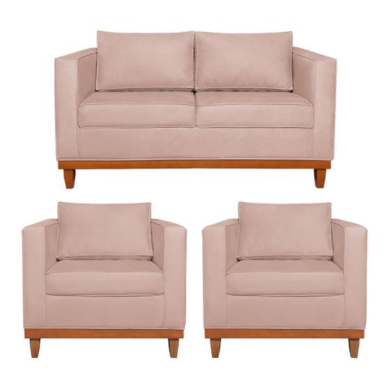 Imagem de Kit Sofá 3 Lugares e 2 Poltronas Europa 180 cm Estilo Conforto e Elegância Suede - Doce Sonho Móveis