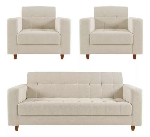 Kit Sofá 3 Lugares E 2 Poltronas Verona - Suede bege Menor preço em Kit Sofá 3 Lugares E 2 Poltronas Verona - Suede bege