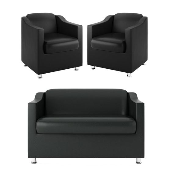 Kit Sofá Namoradeira Reforçada Tilla + 02 Poltronas Recepção Menor preço em Kit Sofá Namoradeira Reforçada Tilla + 02 Poltronas Recepção