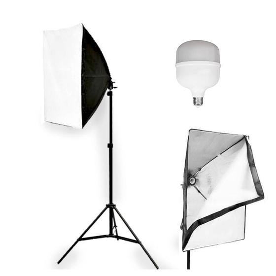 Kit SoftBox 50 X 70 Com Lâmpada Led Estudio Luz Continua Menor preço em Kit SoftBox 50 X 70 Com Lâmpada Led Estudio Luz Continua