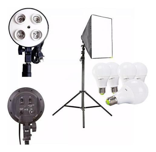 Imagem de Kit Softbox E27 Quadruplo 4 Lampada Tripé 2M Ideal Youtubers