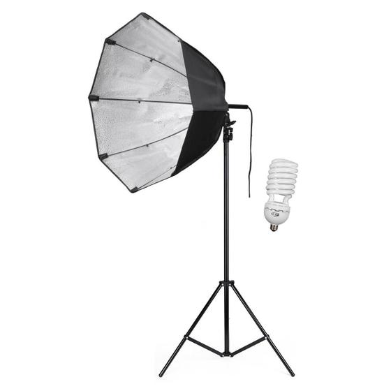 Imagem de Kit Softbox Octogonal 70cm Lâmpada 135W 110V Bolsa Tripé 2m