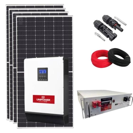 Imagem de Kit Solar Canadian 333kWh/mês 3kW 48V/220V Bateria de Lítio Unipower 5kW