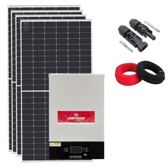 Imagem de Kit Solar Monocristalino 599kWh/mês Canadian Inversor Unipower 5kW 48V/220V