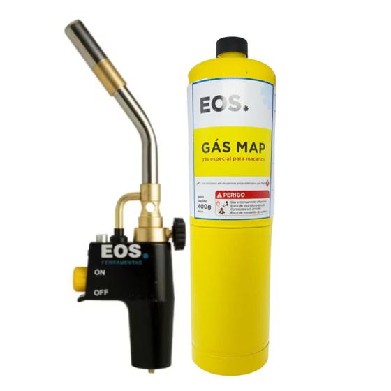 Imagem de Kit Solda Maçarico Eos Acend Automático + 1 Refil Map 400g