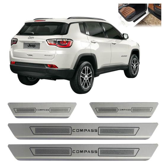 Imagem de Kit Soleira Porta Aço Inox Escovado Jeep Compass